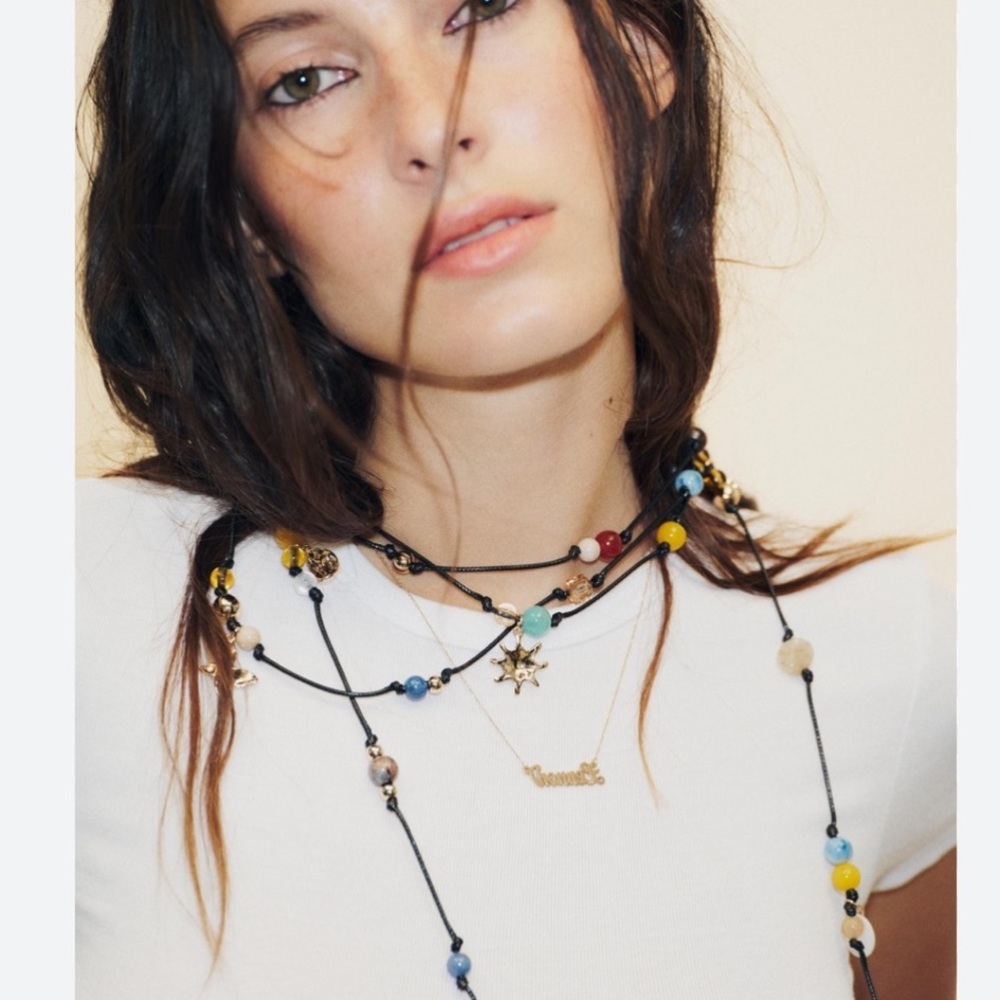 Zara NWT multi-way cord necklace with beads 2708/202